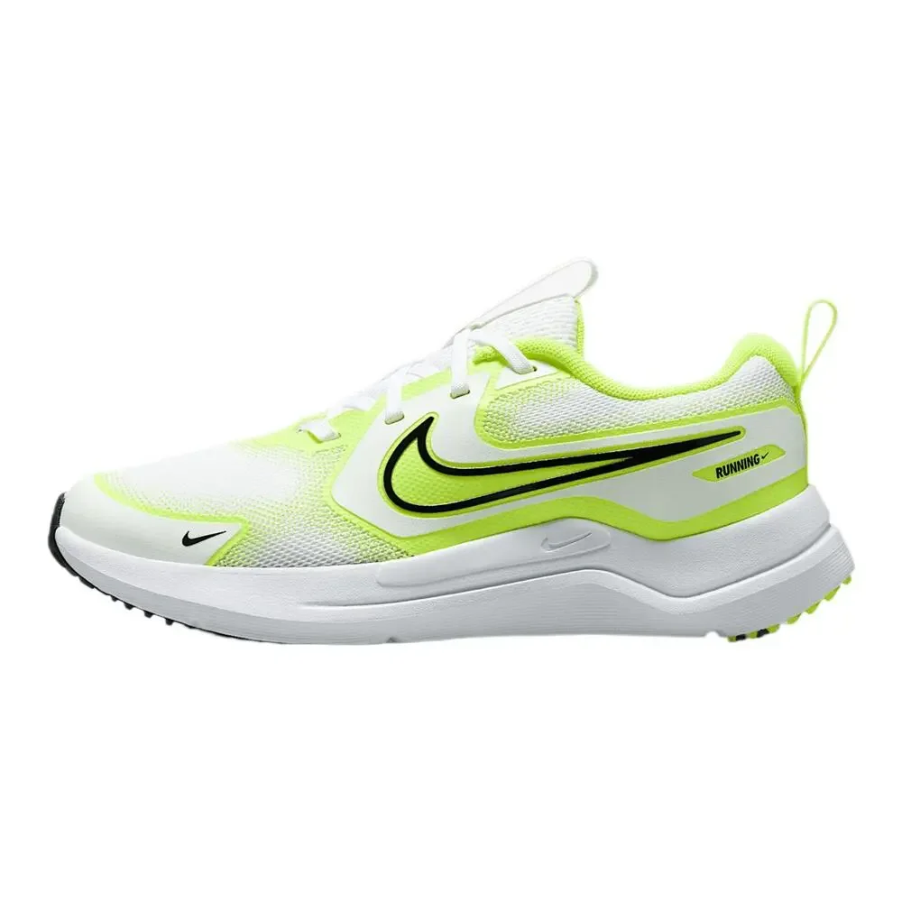 NIKE COSMIC RUNNER BIG KIDS' ROAD RUNNING SHOES ( WHITE/VOLT/BLACK) SIZE 4